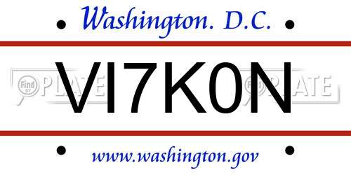 VI7K0N District Of Columbia License Plate