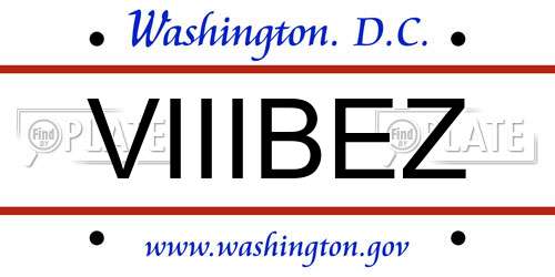 VIIIBEZ District Of Columbia License Plate