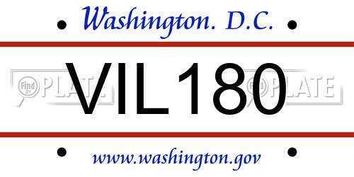 VIL180 District Of Columbia License Plate