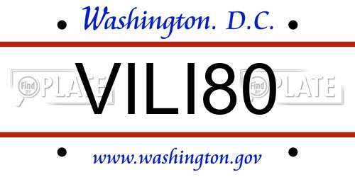VILI80 District Of Columbia License Plate
