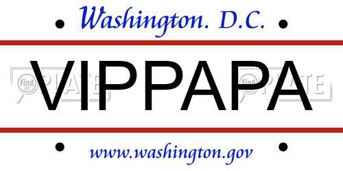 VIPPAPA District Of Columbia License Plate