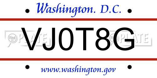VJ0T8G District Of Columbia License Plate