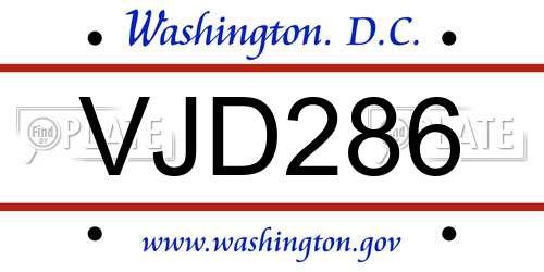 VJD286 District Of Columbia License Plate