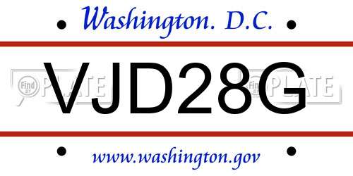 VJD28G District Of Columbia License Plate