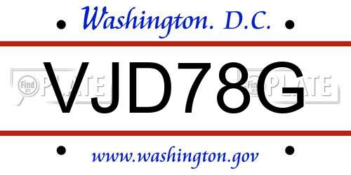 VJD78G District Of Columbia License Plate