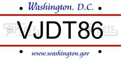 VJDT86 District Of Columbia License Plate