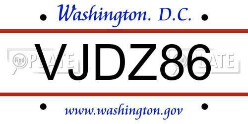 VJDZ86 District Of Columbia License Plate