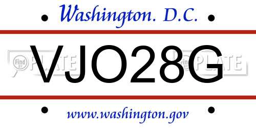 VJO28G District Of Columbia License Plate