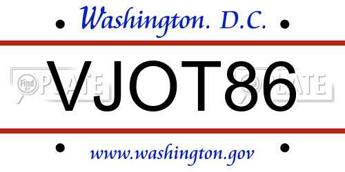 VJOT86 District Of Columbia License Plate