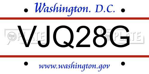 VJQ28G District Of Columbia License Plate