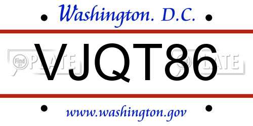 VJQT86 District Of Columbia License Plate