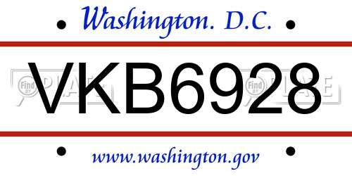 VKB6928 District Of Columbia License Plate
