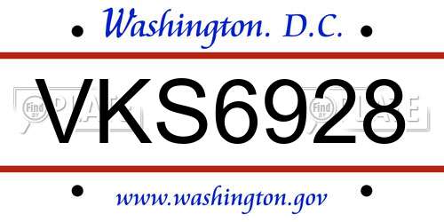 VKS6928 District Of Columbia License Plate