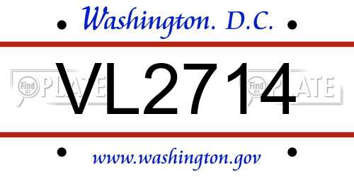 VL2714 District Of Columbia License Plate