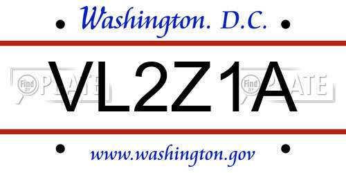 VL2Z1A District Of Columbia License Plate