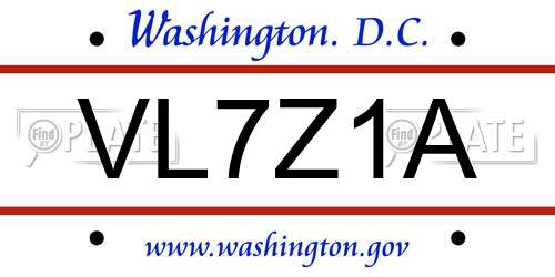 VL7Z1A District Of Columbia License Plate