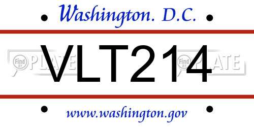 VLT214 District Of Columbia License Plate