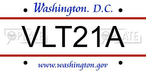 VLT21A District Of Columbia License Plate