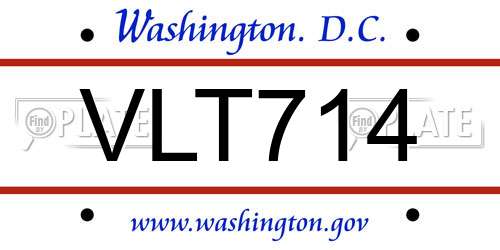 VLT714 District Of Columbia License Plate