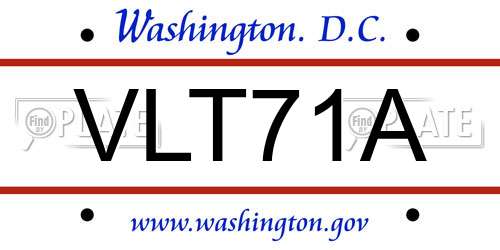 VLT71A District Of Columbia License Plate