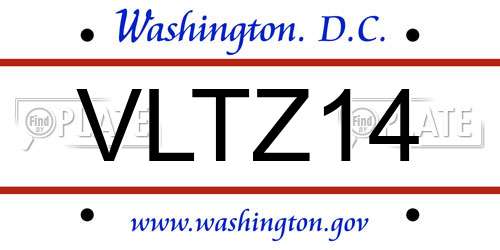 VLTZ14 District Of Columbia License Plate
