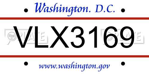 VLX3169 District Of Columbia License Plate