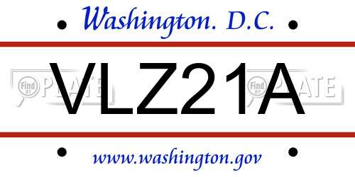 VLZ21A District Of Columbia License Plate