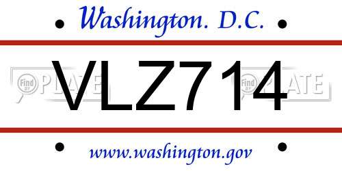 VLZ714 District Of Columbia License Plate