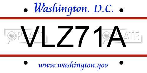 VLZ71A District Of Columbia License Plate