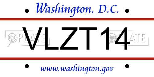 VLZT14 District Of Columbia License Plate