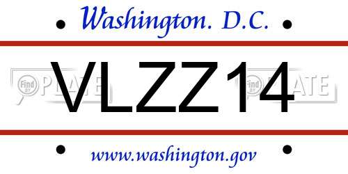 VLZZ14 District Of Columbia License Plate