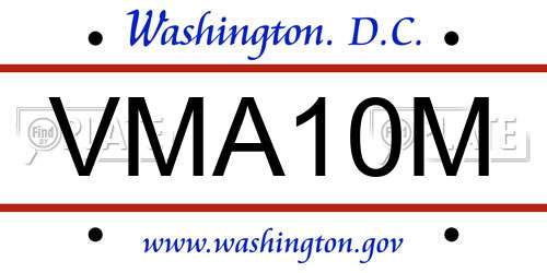 VMA10M District Of Columbia License Plate