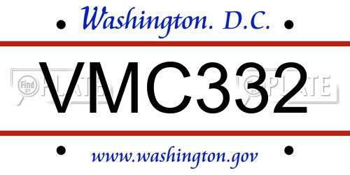 VMC332 District Of Columbia License Plate