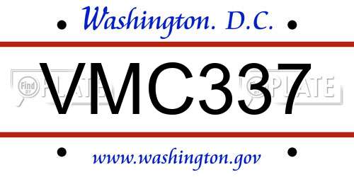VMC337 District Of Columbia License Plate