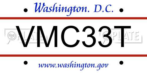 VMC33T District Of Columbia License Plate