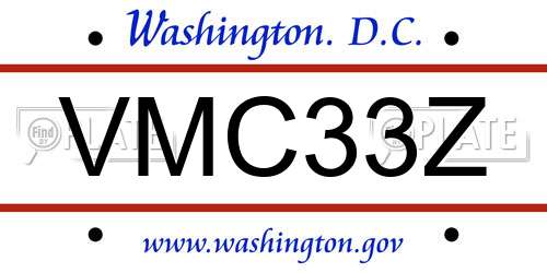 VMC33Z District Of Columbia License Plate