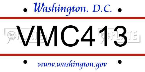 VMC413 District Of Columbia License Plate