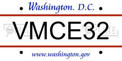 VMCE32 District Of Columbia License Plate