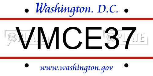 VMCE37 District Of Columbia License Plate