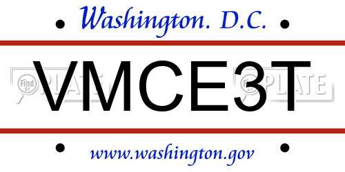 VMCE3T District Of Columbia License Plate