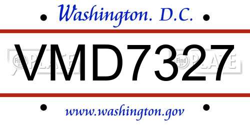 VMD7327 District Of Columbia License Plate