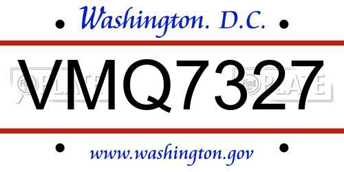 VMQ7327 District Of Columbia License Plate