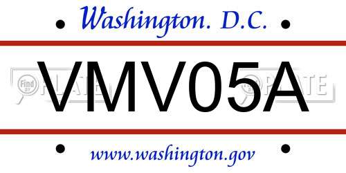VMV05A District Of Columbia License Plate