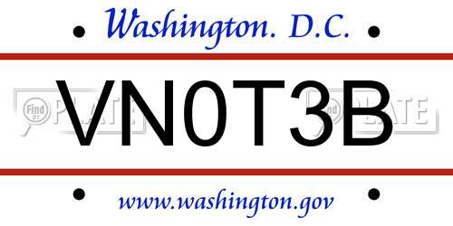 VN0T3B District Of Columbia License Plate