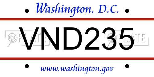 VND235 District Of Columbia License Plate