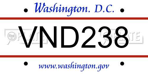 VND238 District Of Columbia License Plate
