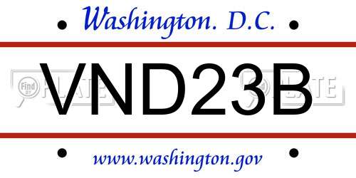VND23B District Of Columbia License Plate