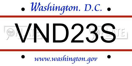 VND23S District Of Columbia License Plate