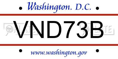 VND73B District Of Columbia License Plate