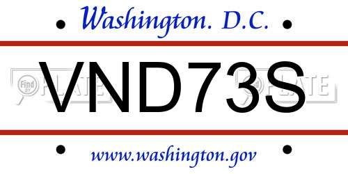 VND73S District Of Columbia License Plate